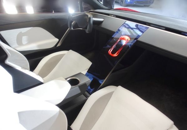 FILE PHOTO: Interior of the new Tesla Roadster shown at a Tesla event at company headquarters.